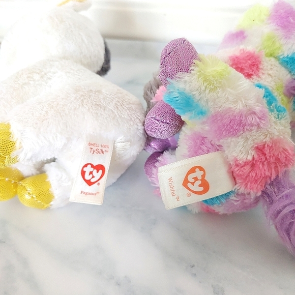 Ty beanie baby | Pegasus & Wishful regular sized white & polkadot unicorn - Picture 5 of 5